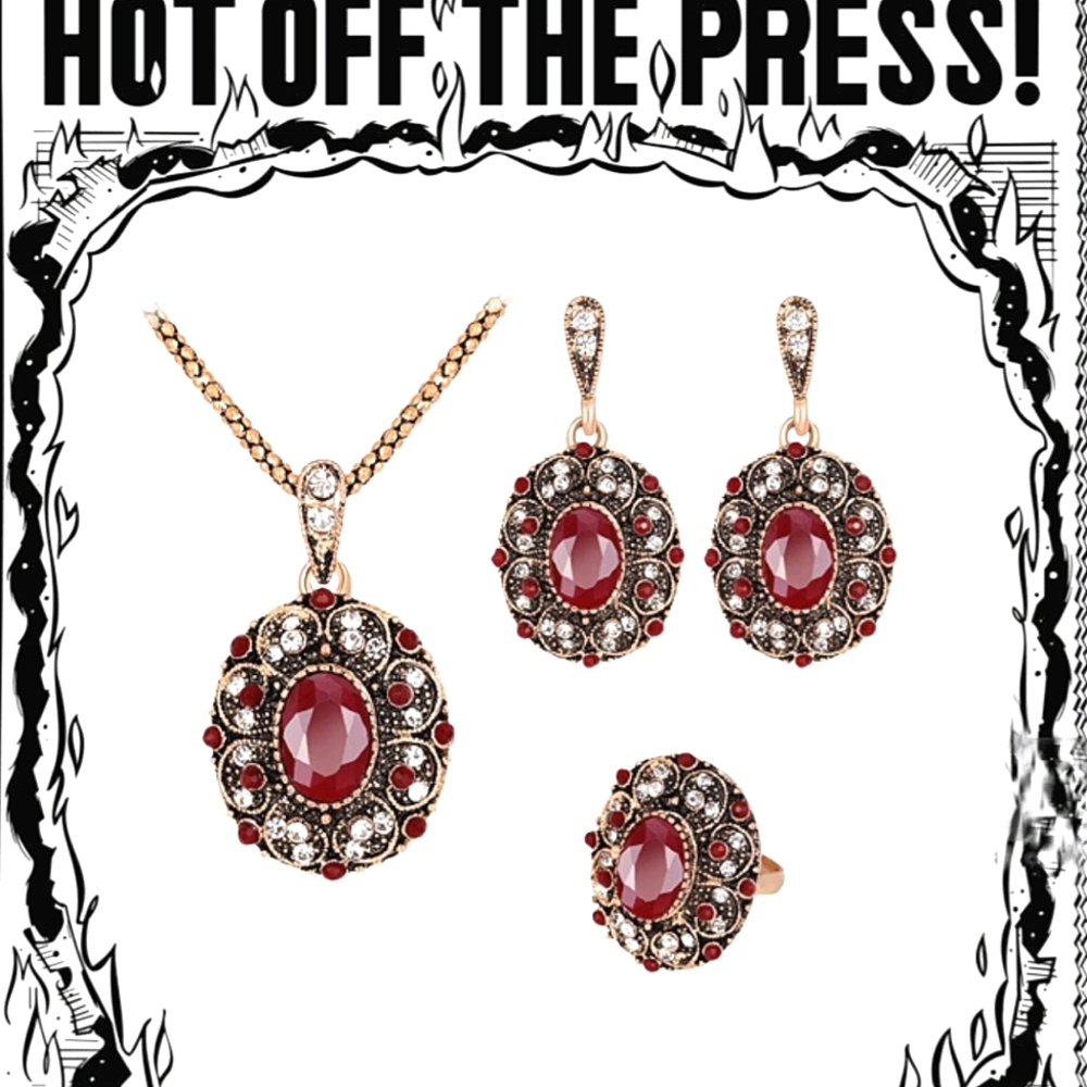 Women's Ring, Earrings, and Necklace Set